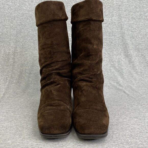 Markon Boots Womens 9M Brown Suede Leather Simon Fold Down Mid Calf Slouch - Picture 5 of 10